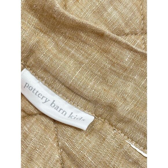 Pottery Barn Kids Toddler European Flax Linen Baby Quilt Blanket 36x50” Orange - Picture 2 of 3